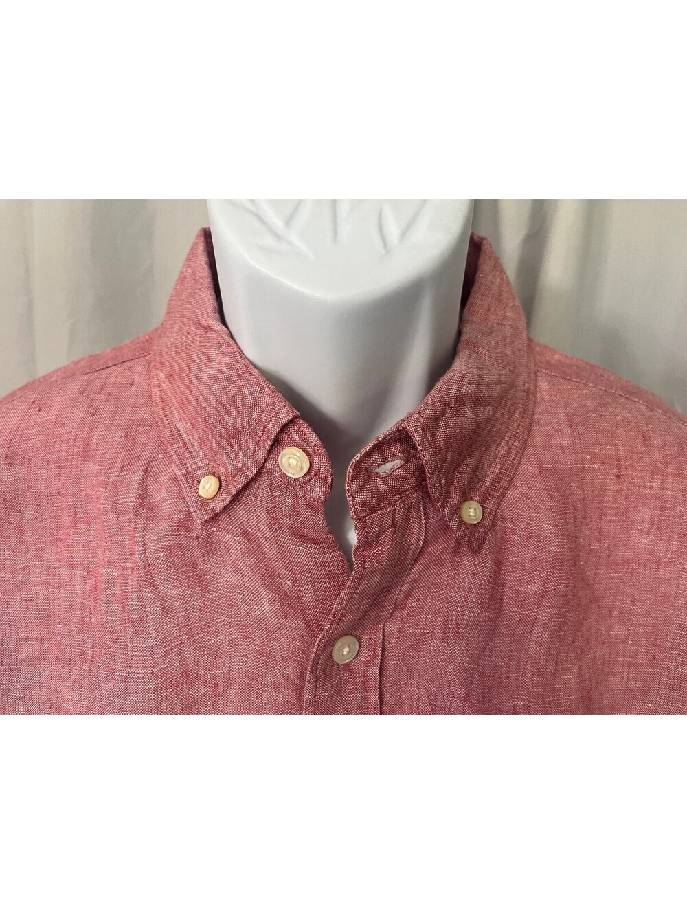 J. Crew Men's Red 100% Linen Slim Fit Long Sleeve Shirt Large L